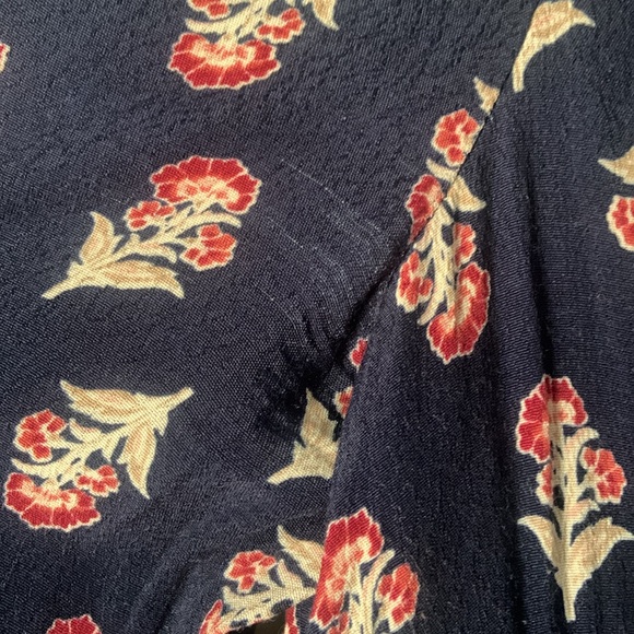 Gal Meets Glam Carlene Woodblock Stripe Button Front Long Sleeve Dress Navy Red - Picture 7 of 7